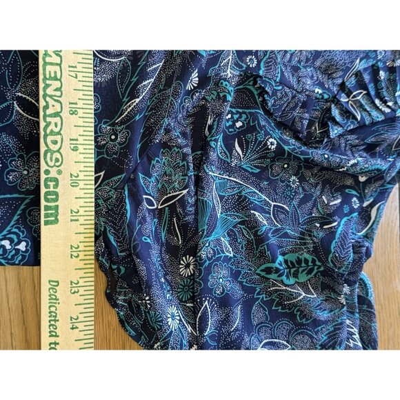 Anthropologie Maeve Floral Button Up Blouse Boho Size L Pleated Ruffles Peasant - Picture 4 of 13